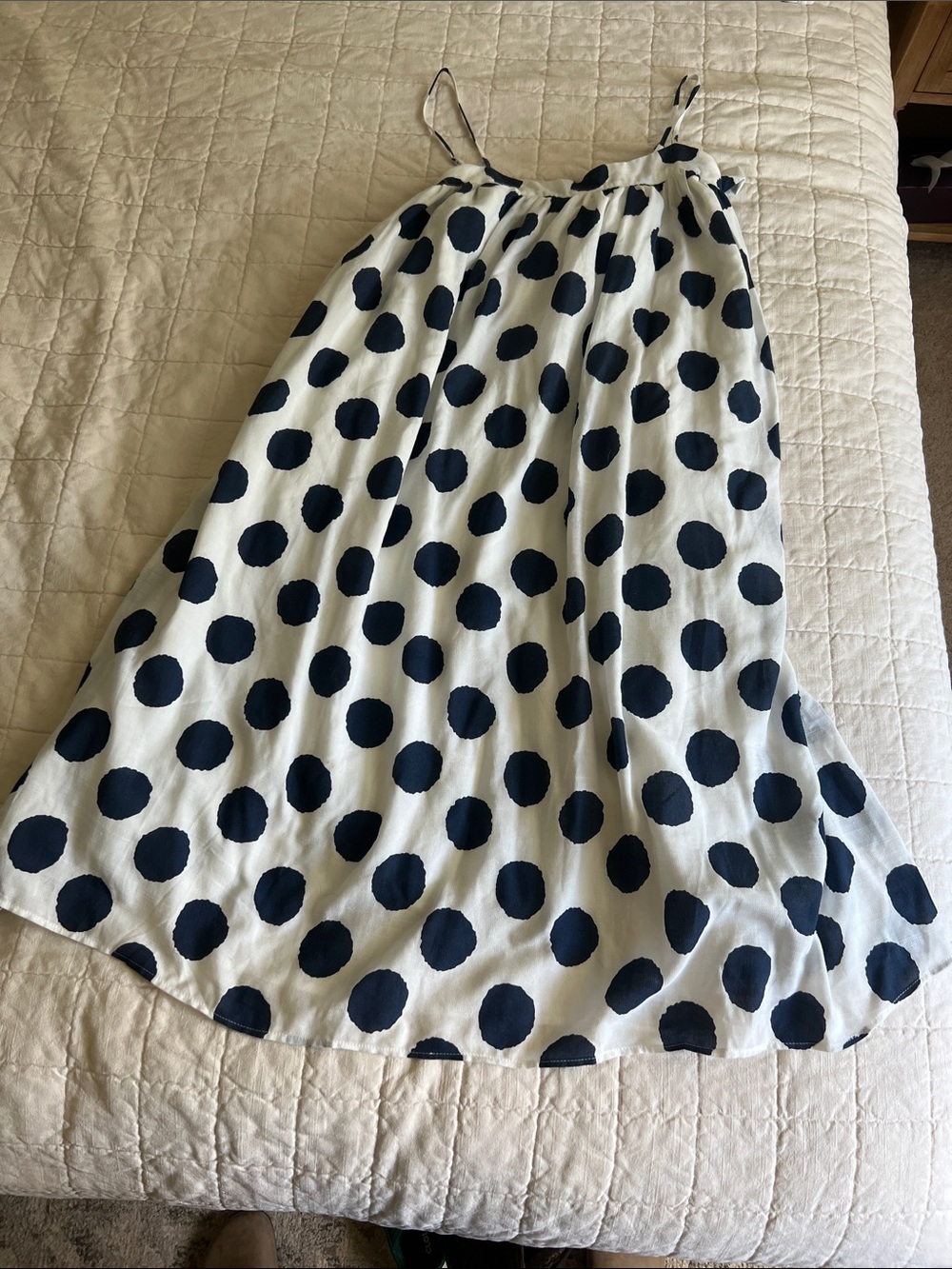 La Van White and Navy Polka Dot Dress
